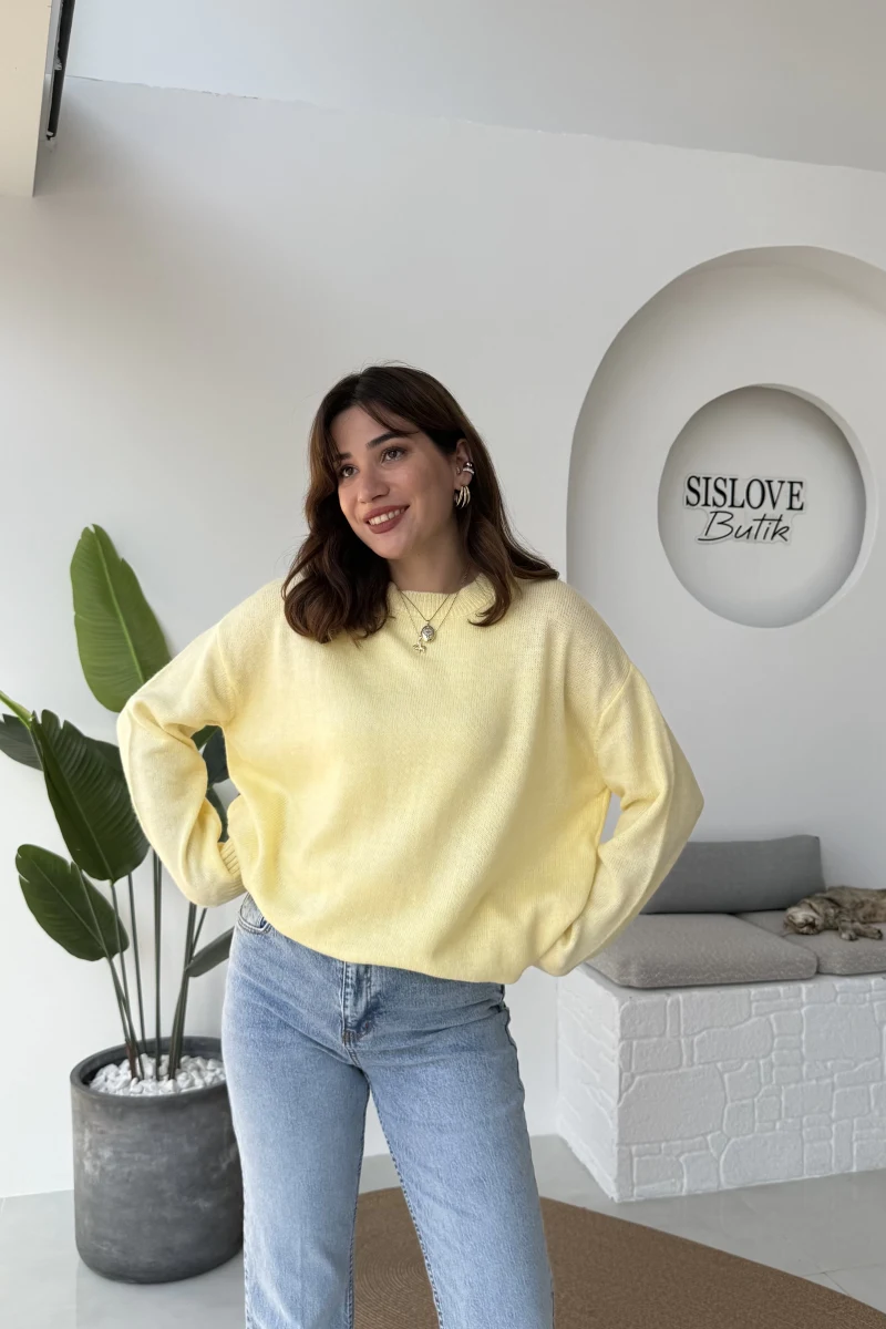 Mia Bisiklet Yaka Kazak - Sarı