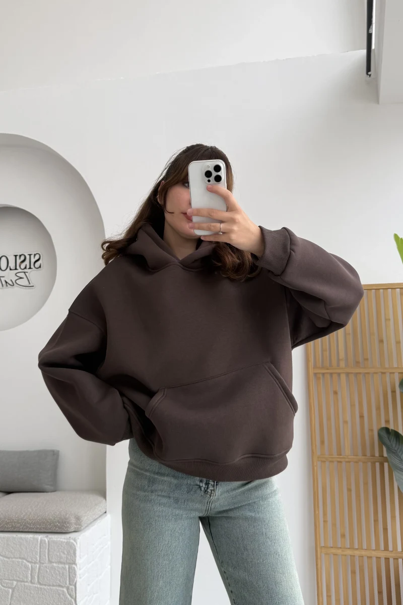 Michelle Kapüşonlu Sweatshirt - Acı Kahve