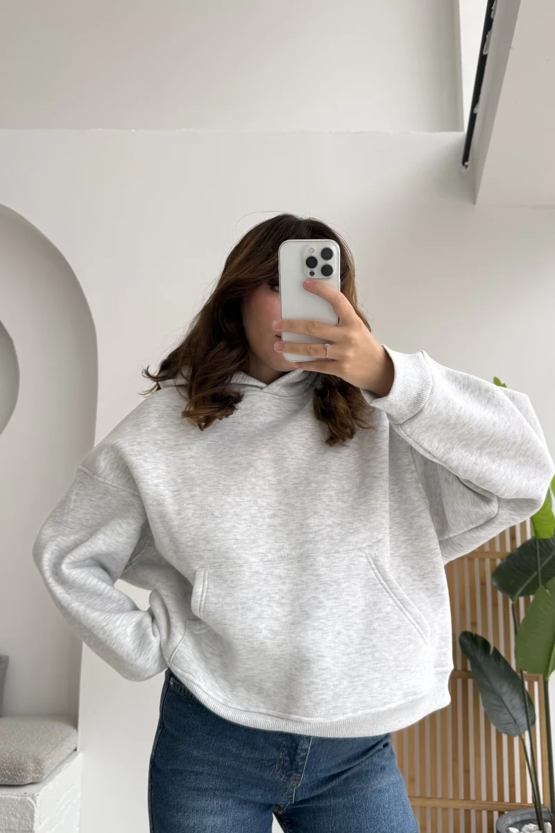 Michelle Kapüşonlu Sweatshirt - Gri