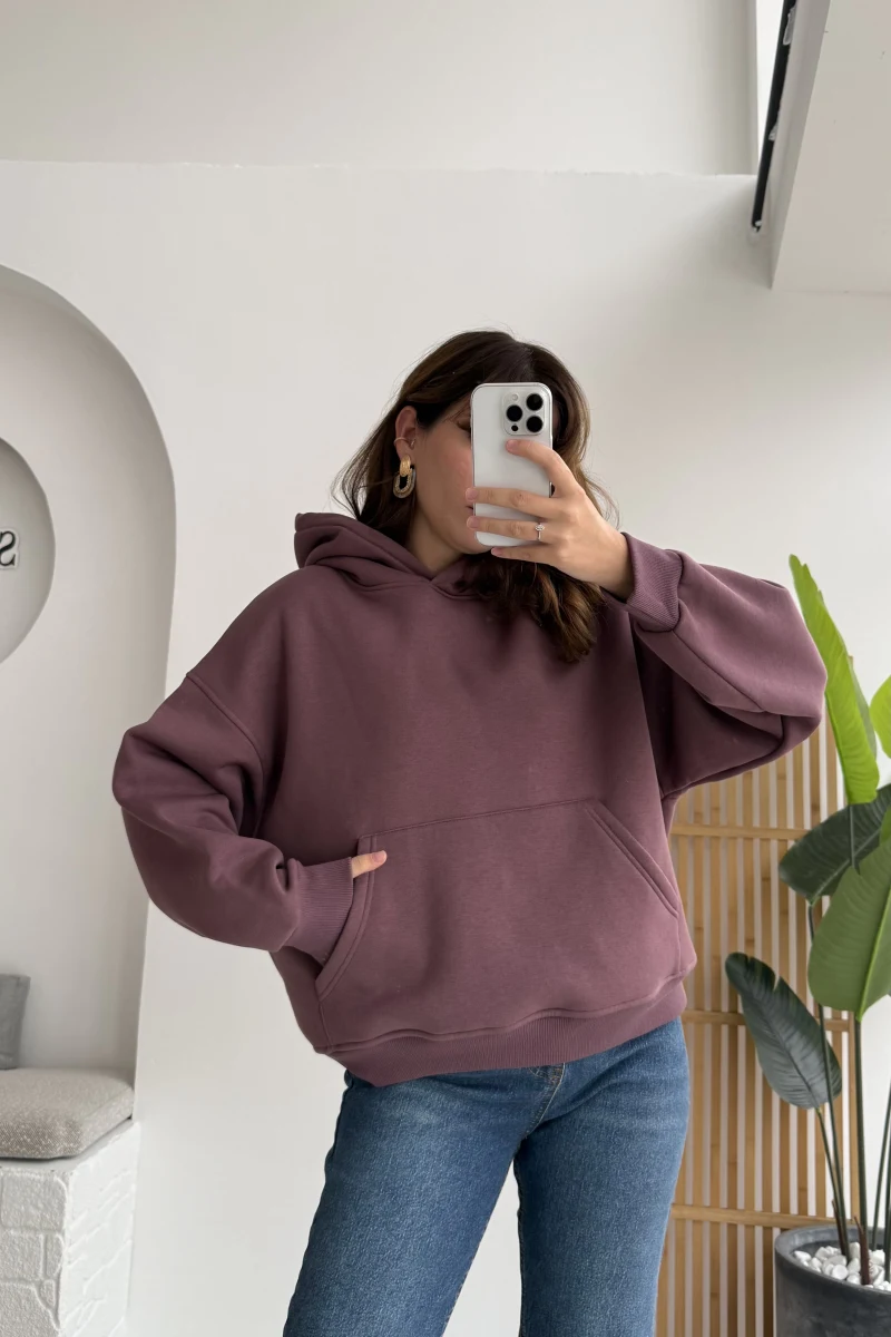 Michelle Kapüşonlu Sweatshirt - Gül Kurusu