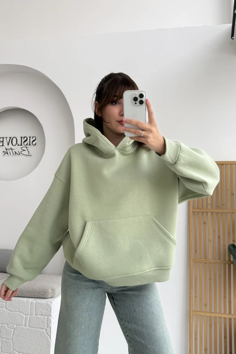 Michelle Kapüşonlu Sweatshirt - Mint