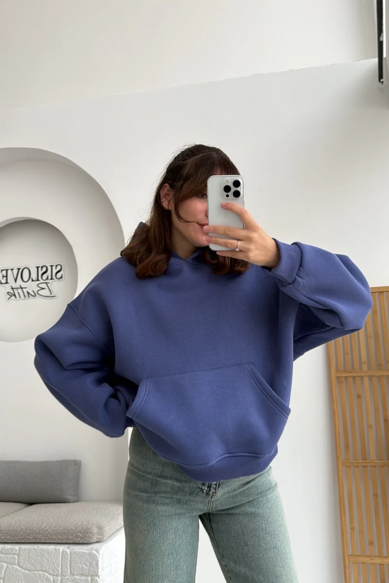 Michelle Kapüşonlu Sweatshirt - Lavanta Mavisi
