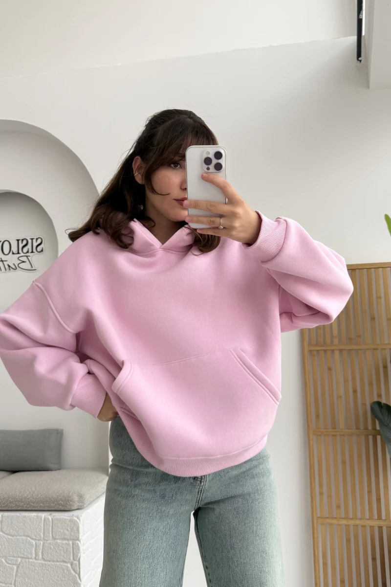 Michelle Kapüşonlu Sweatshirt - Pembe