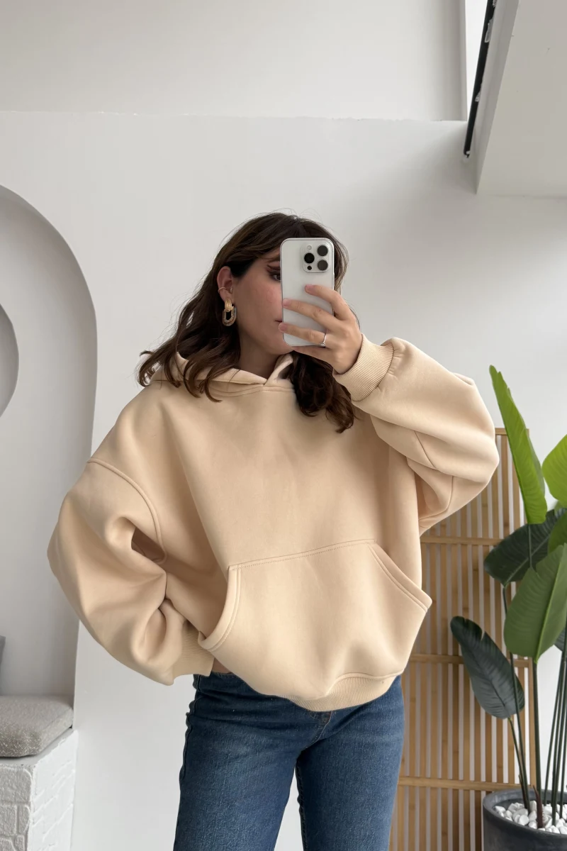 Michelle Kapüşonlu Sweatshirt - Yavruağzı
