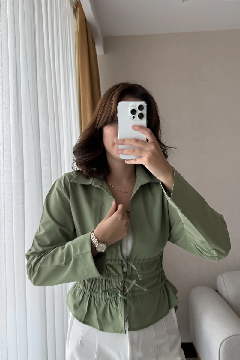 Miller Önden Bağlamalı Poplin Gömlek Haki