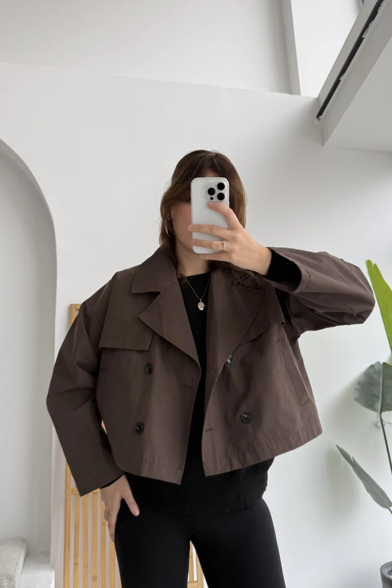 Millie Yarım Trençkot - Kahverengi