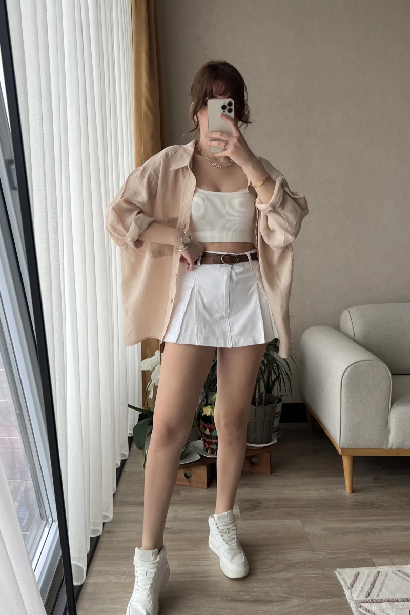 Mini Kot Beyaz Şort Etek