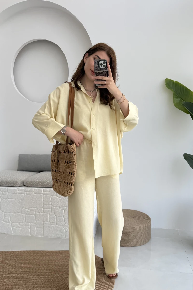 Mirabella Gömlek Pantolon Takım Sarı - 8674