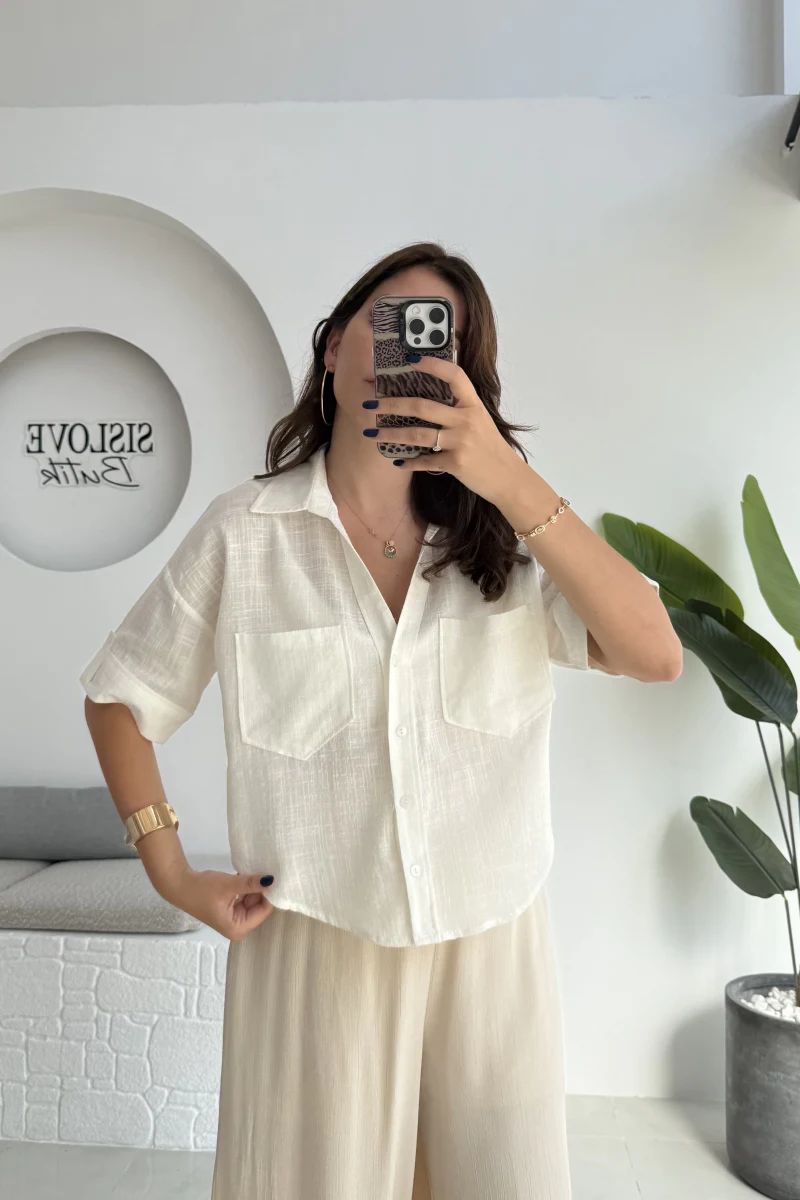 Mitzi Cepli Gömlek - Kırık Beyaz - 2112