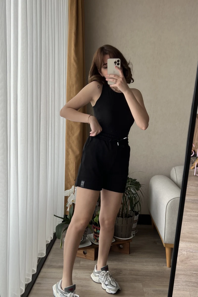 Modal Kumaş Siyah Şort