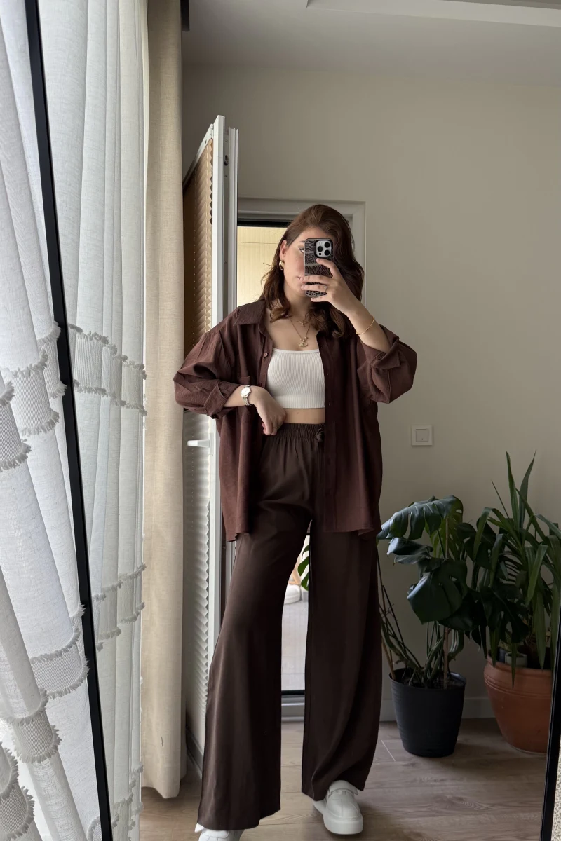 Modal Palazzo Acı Kahve Pantolon - 1097