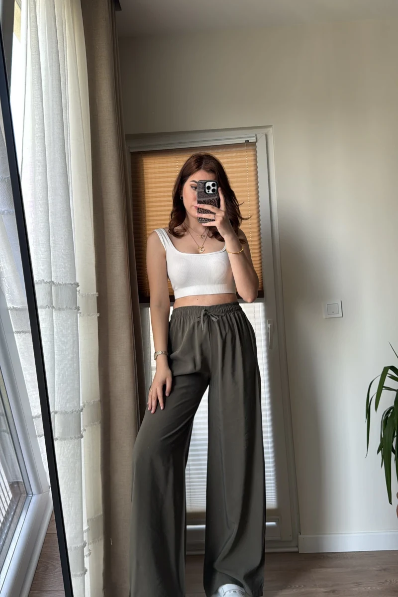 Modal Palazzo Haki Pantolon - 1097