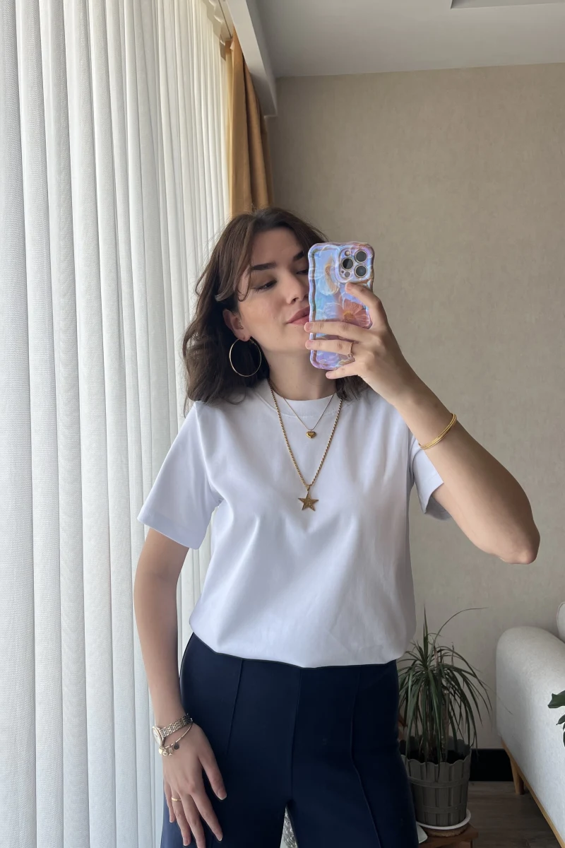 MSD Etiketli Beyaz T-Shirt