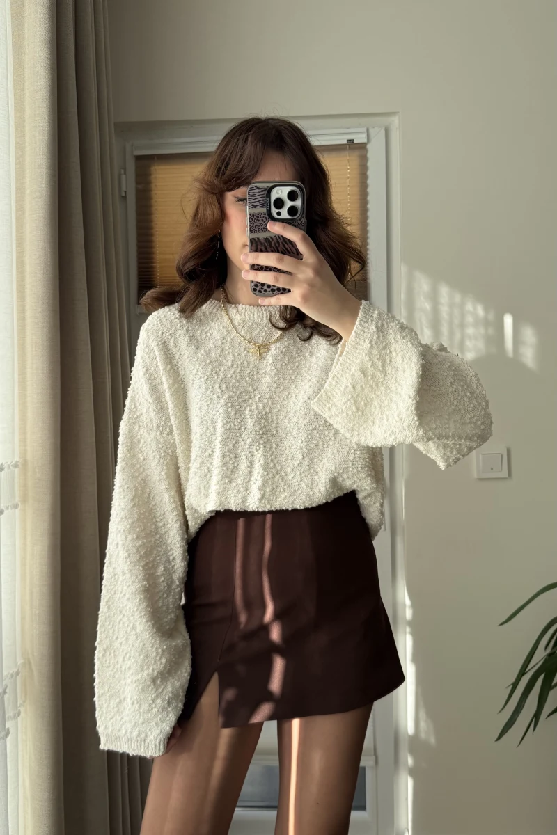 MSD Oversize Kazak Kırık Beyaz