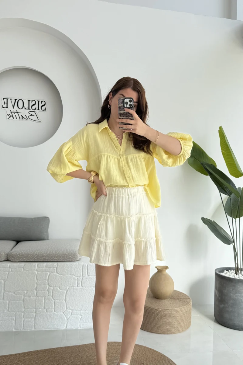 Müslin Kısa Etek Açık Sarı 0464