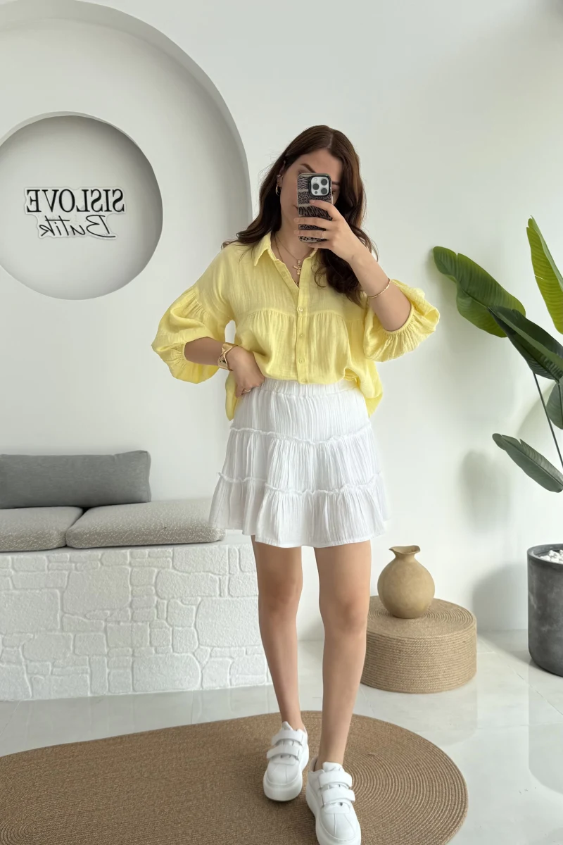 Müslin Kısa Etek Beyaz 0464