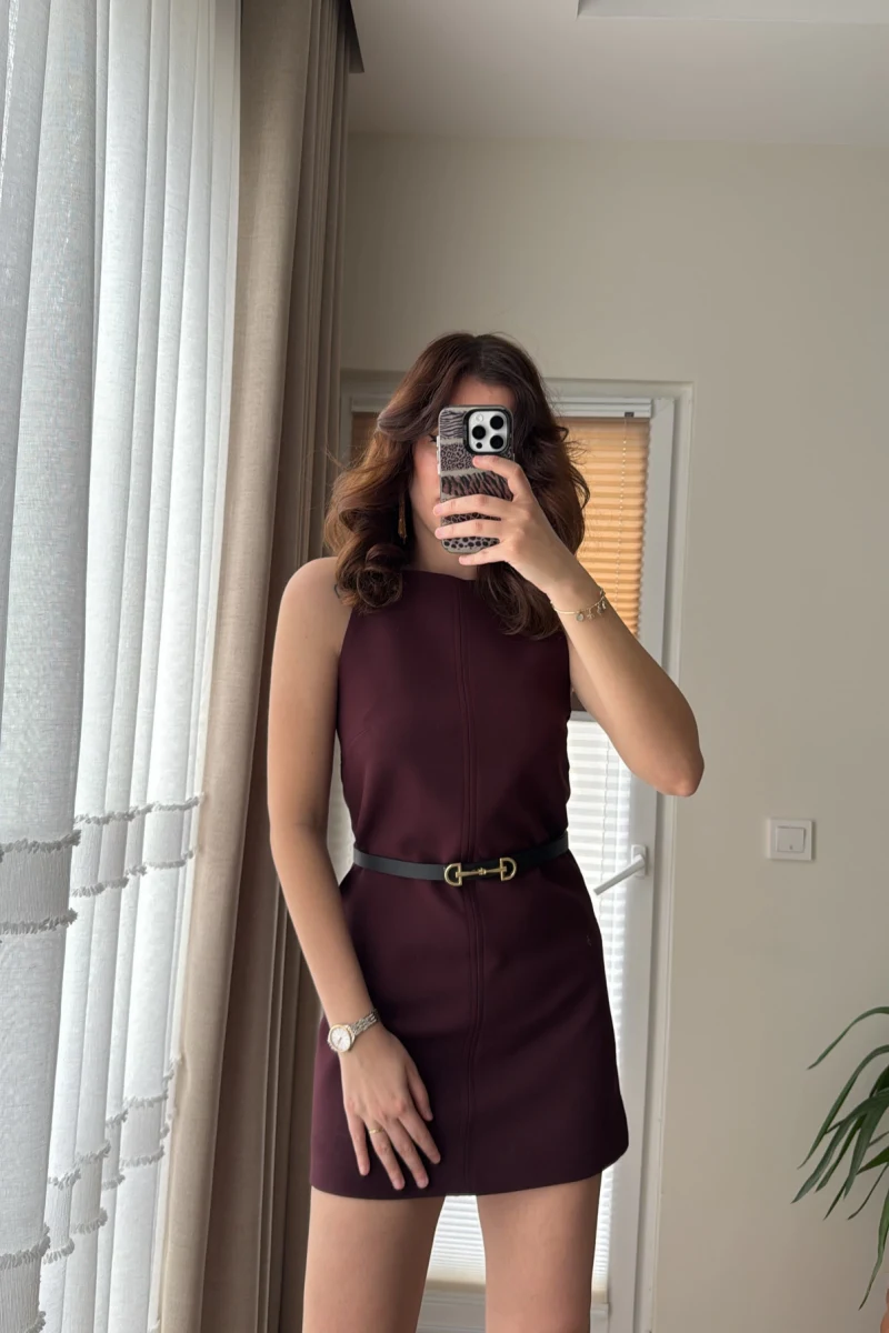 Naide Elbise Bordo