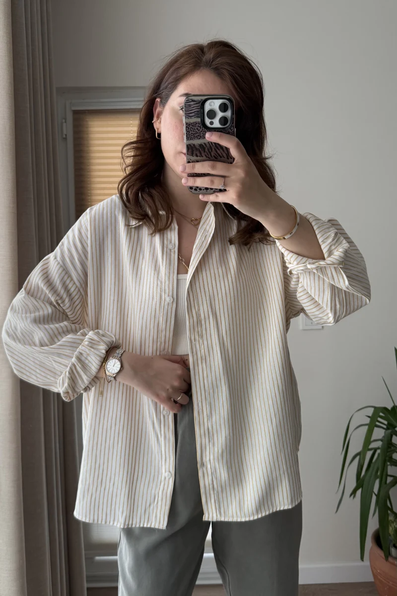 Natural Çizgili Gömlek - 2021 - Desen 10