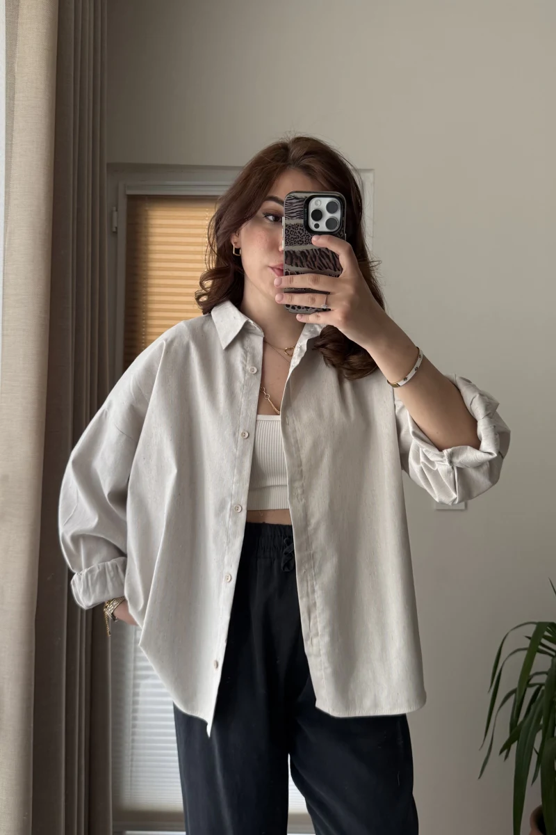 Natural Çizgili Gömlek - 2021 - Desen 3