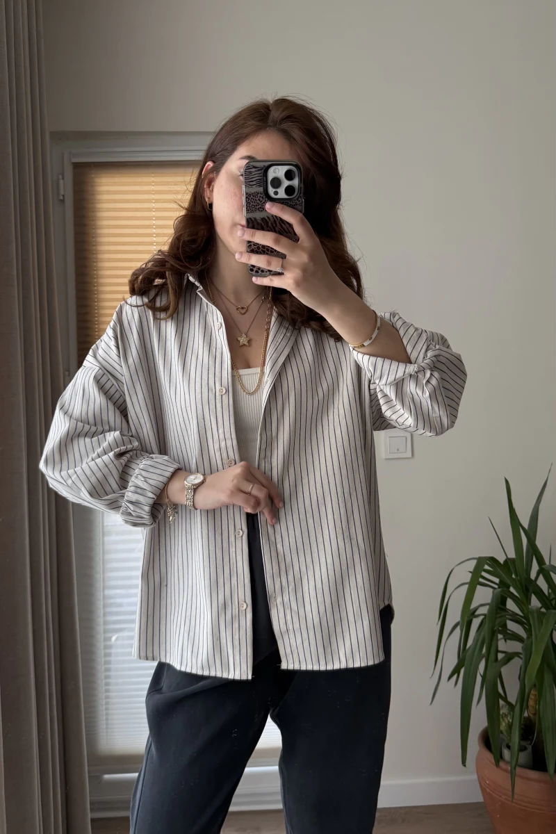 Natural Çizgili Gömlek - 2021 - Desen 5