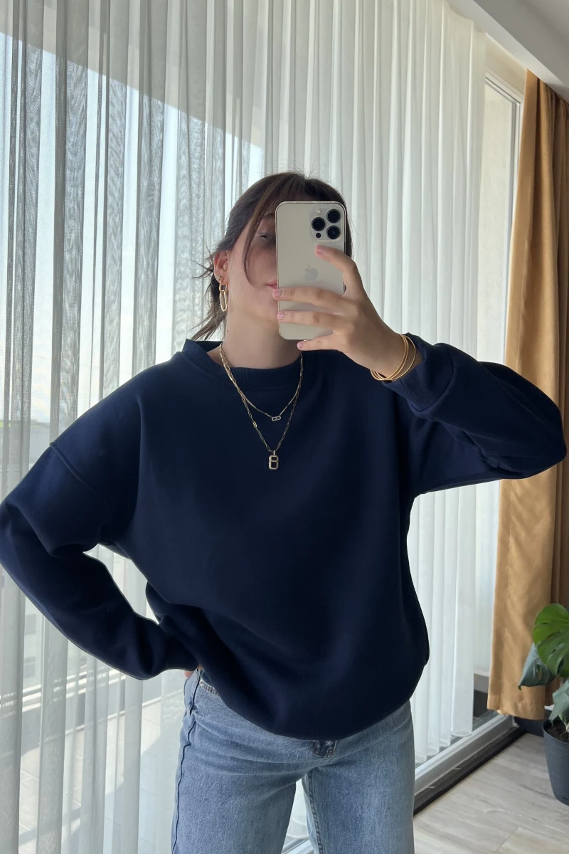 Neale Oversize Lacivert Sweat