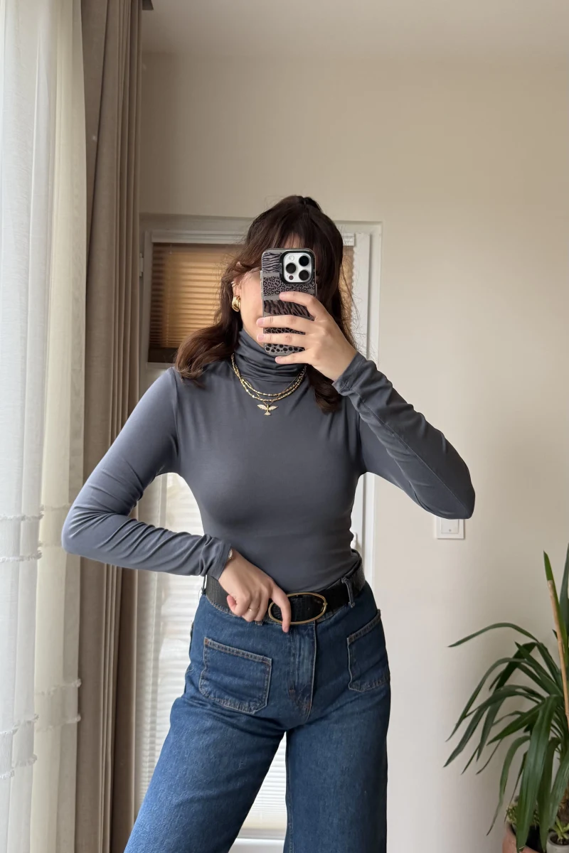 Nenni Boğazlı Body Antrasit