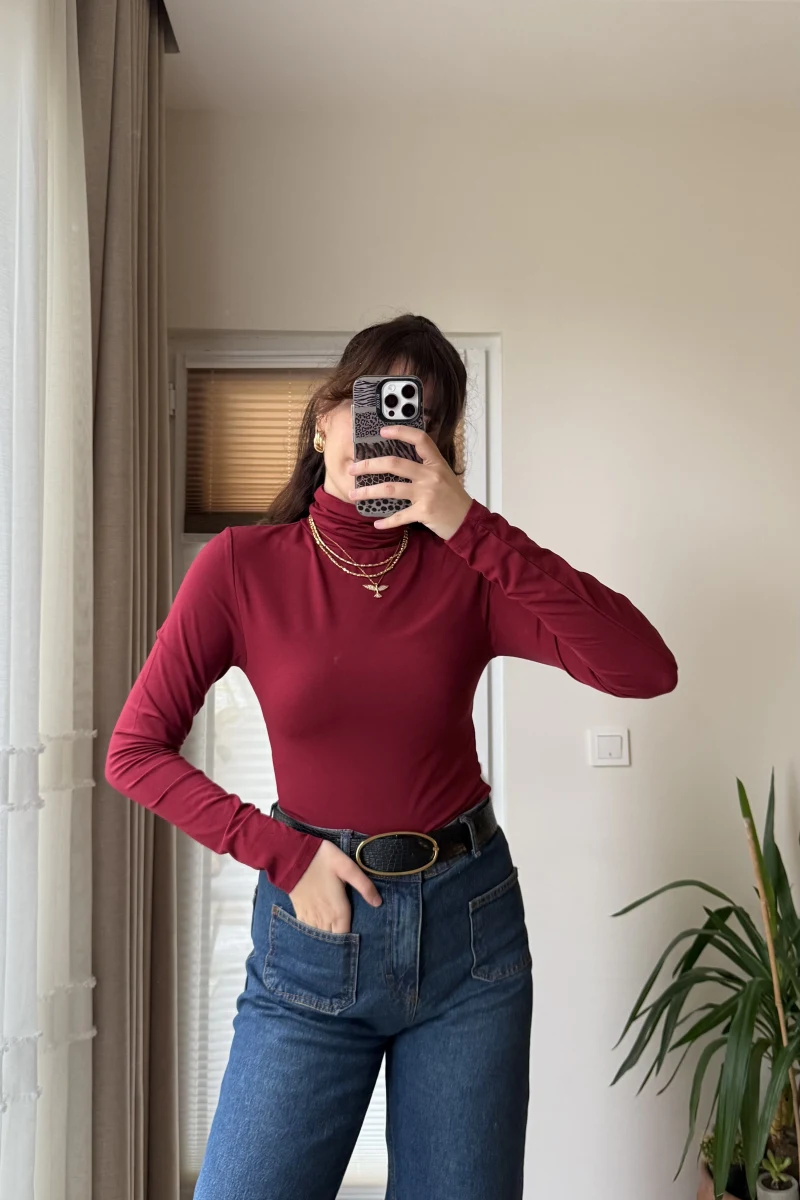 Nenni Boğazlı Body Bordo