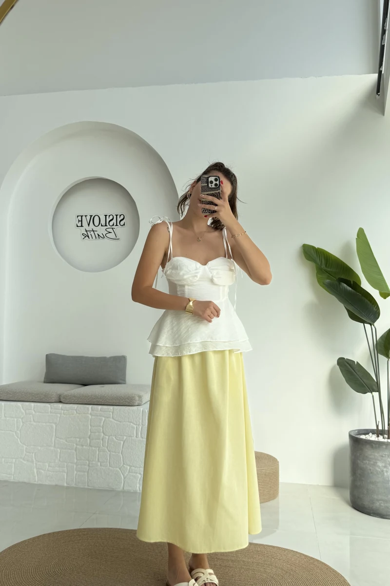 Niobe Lastikli Etek - Sarı - 1254