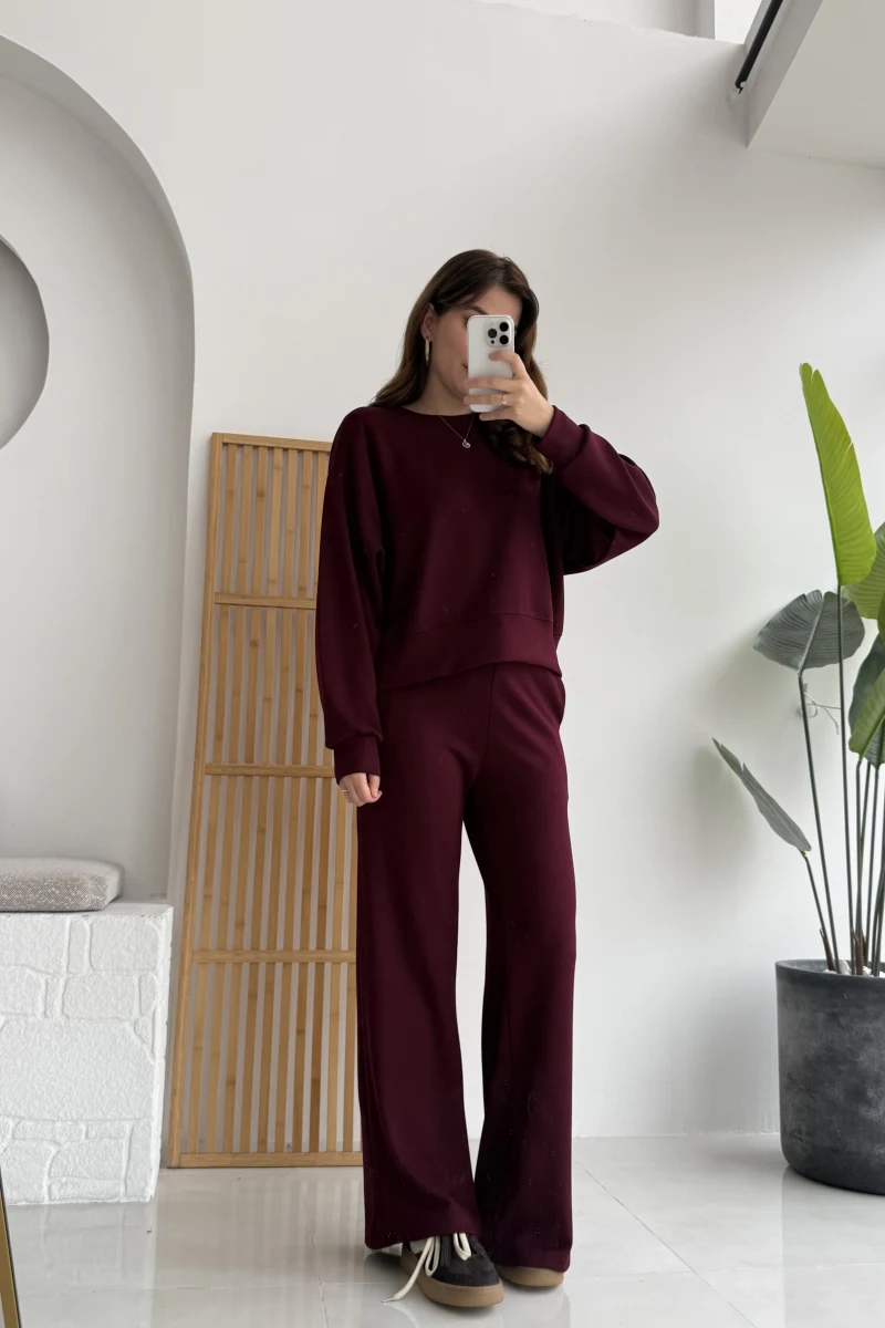 Nora Oys Sweet Pantolon Takım - Bordo