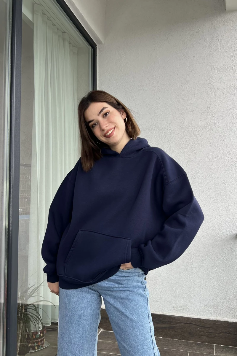 OBB Lacivert 3 İplik İçi Polarlı Sweat