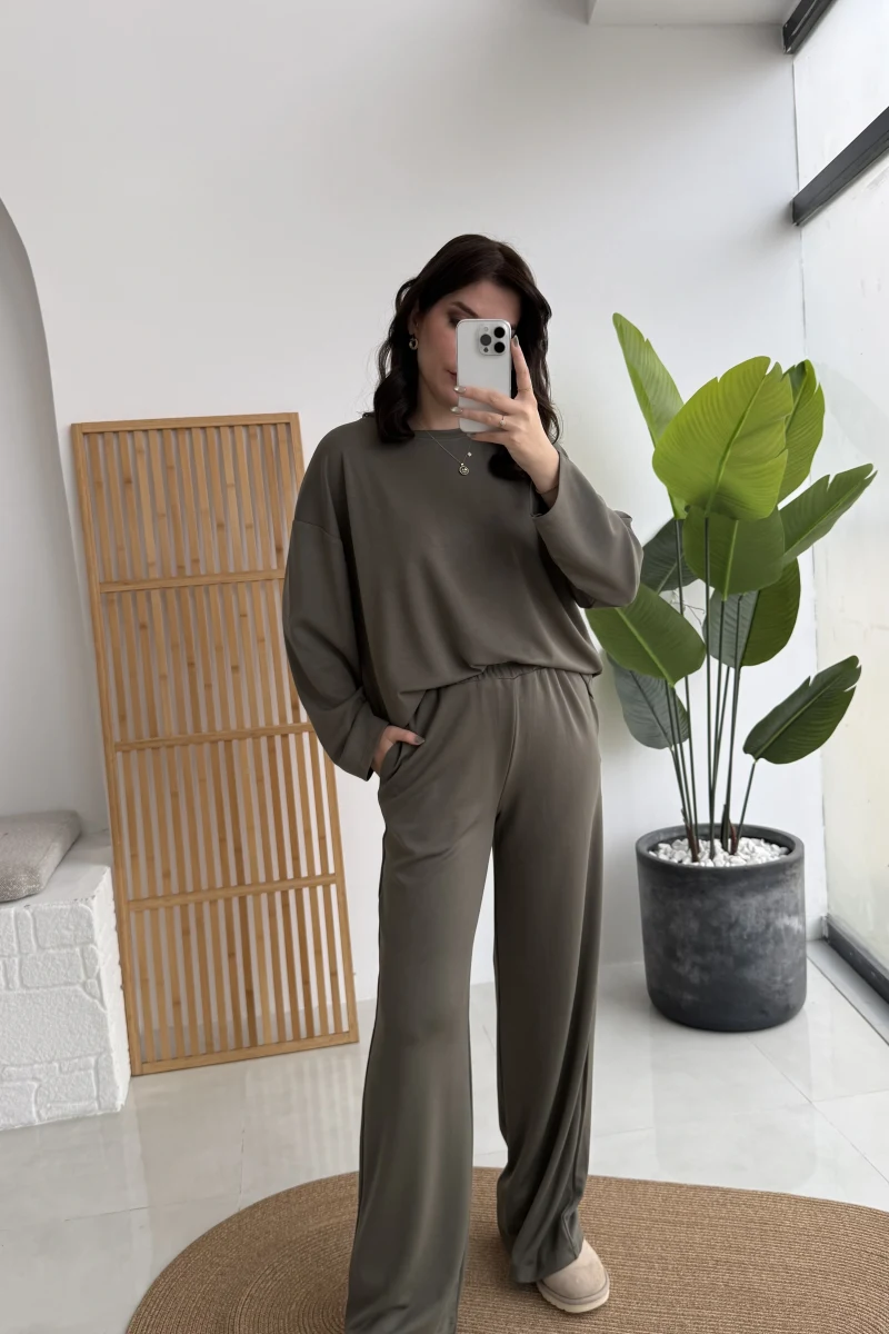 Olbia Uzun Kollu Modal Alt-Üst Takım - Haki