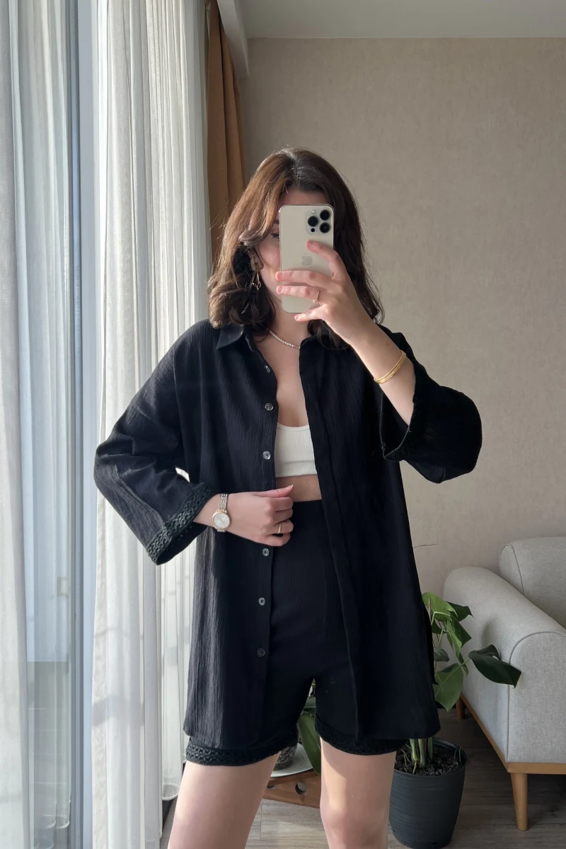 Örgü Model Kimono Şort Takım