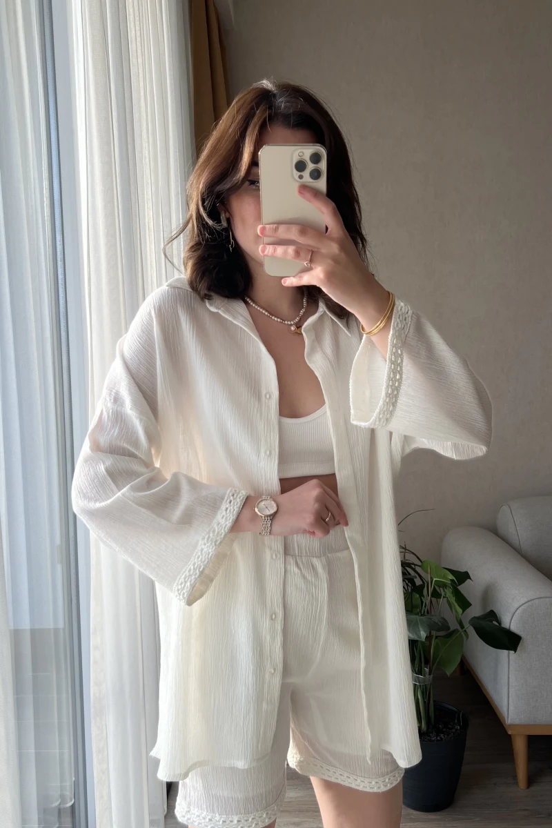 Örgü Model Kimono Şort Takım