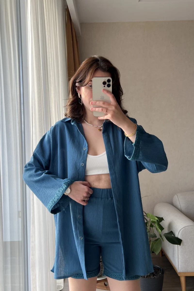 Örgü Model Kimono Şort Takım