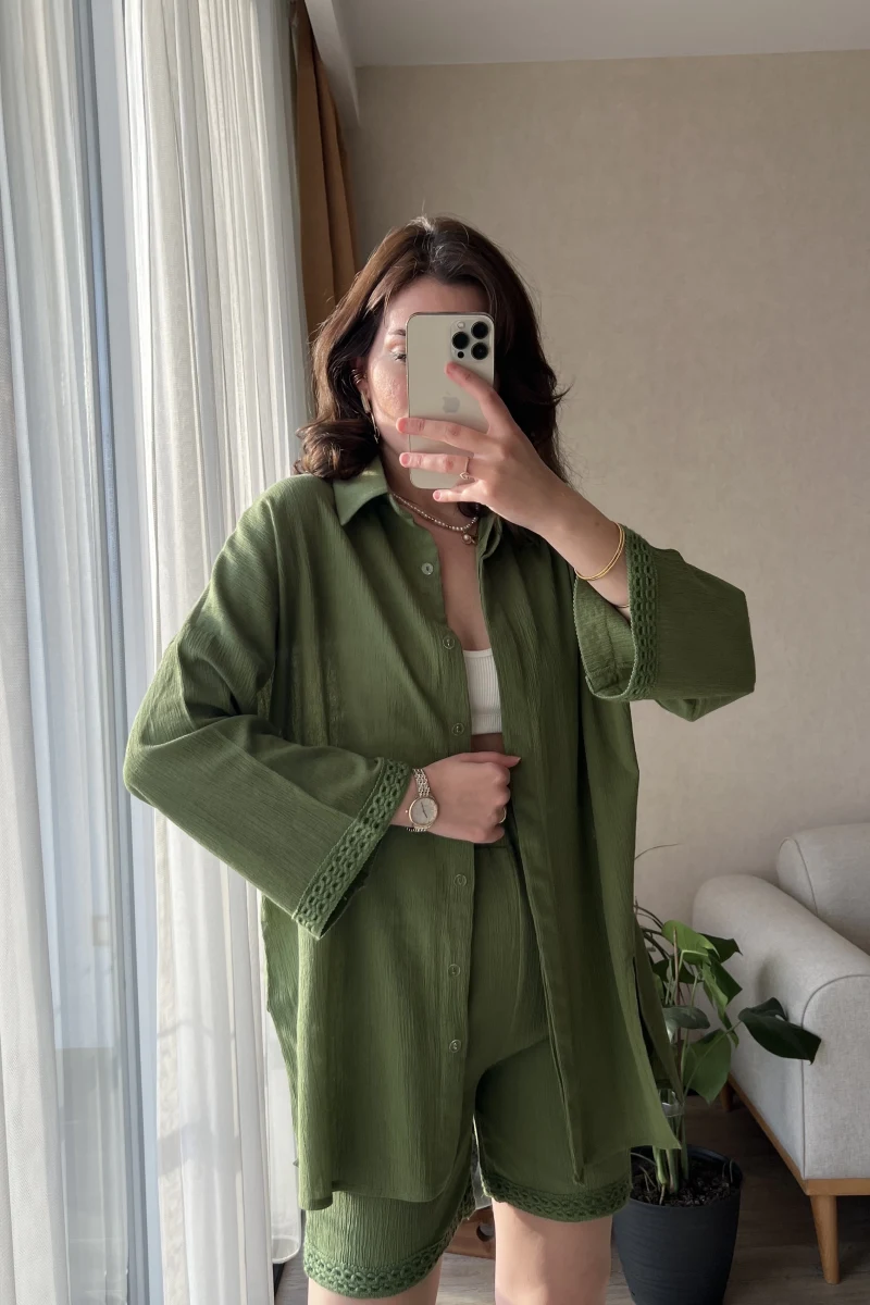 Örgü Model Kimono Şort Takım