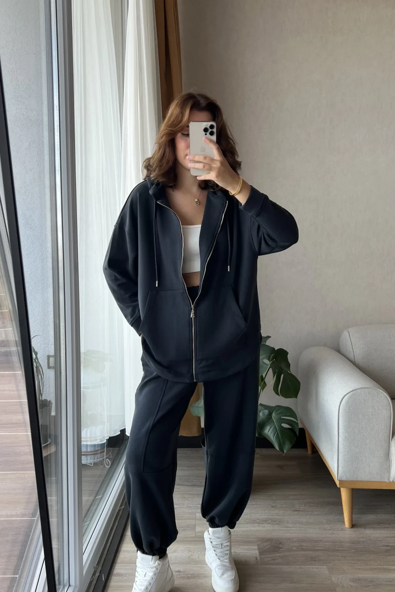 Orj Oysh Kumaş Eşofman Takımı Füme