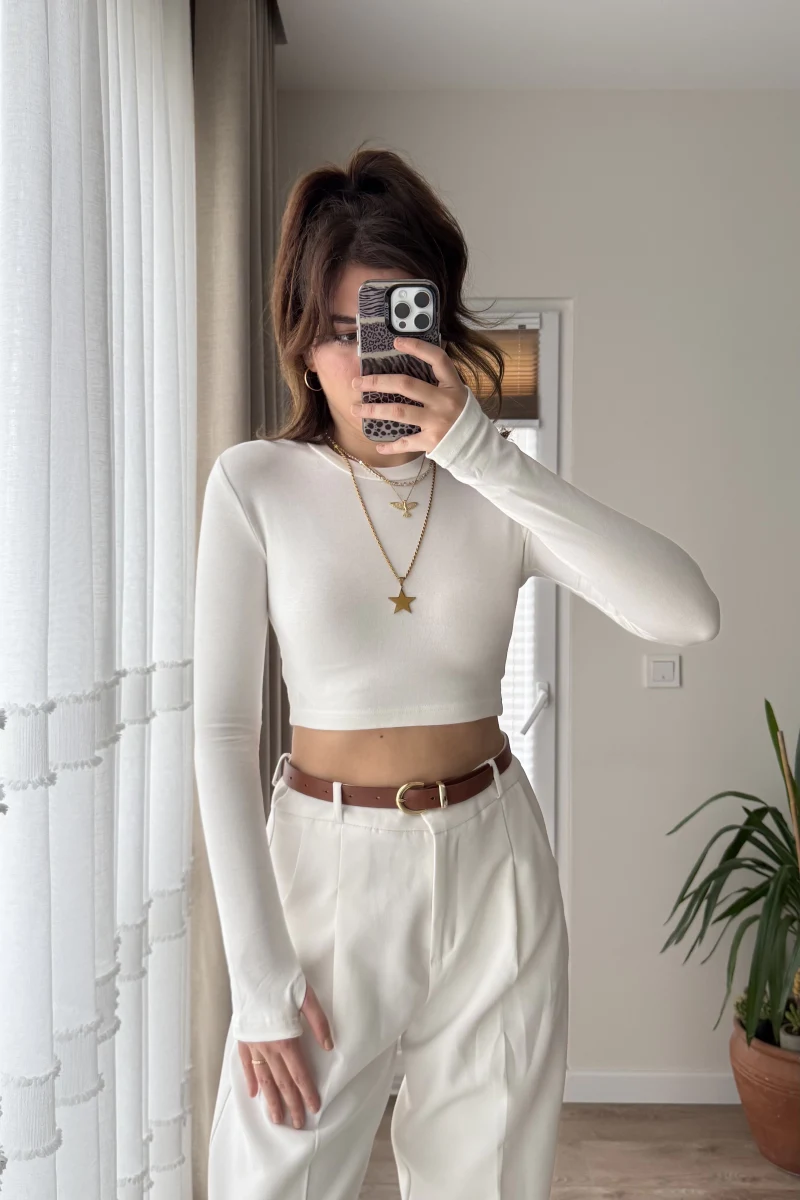 Oys CROP Parmak Geçmeli Beyaz