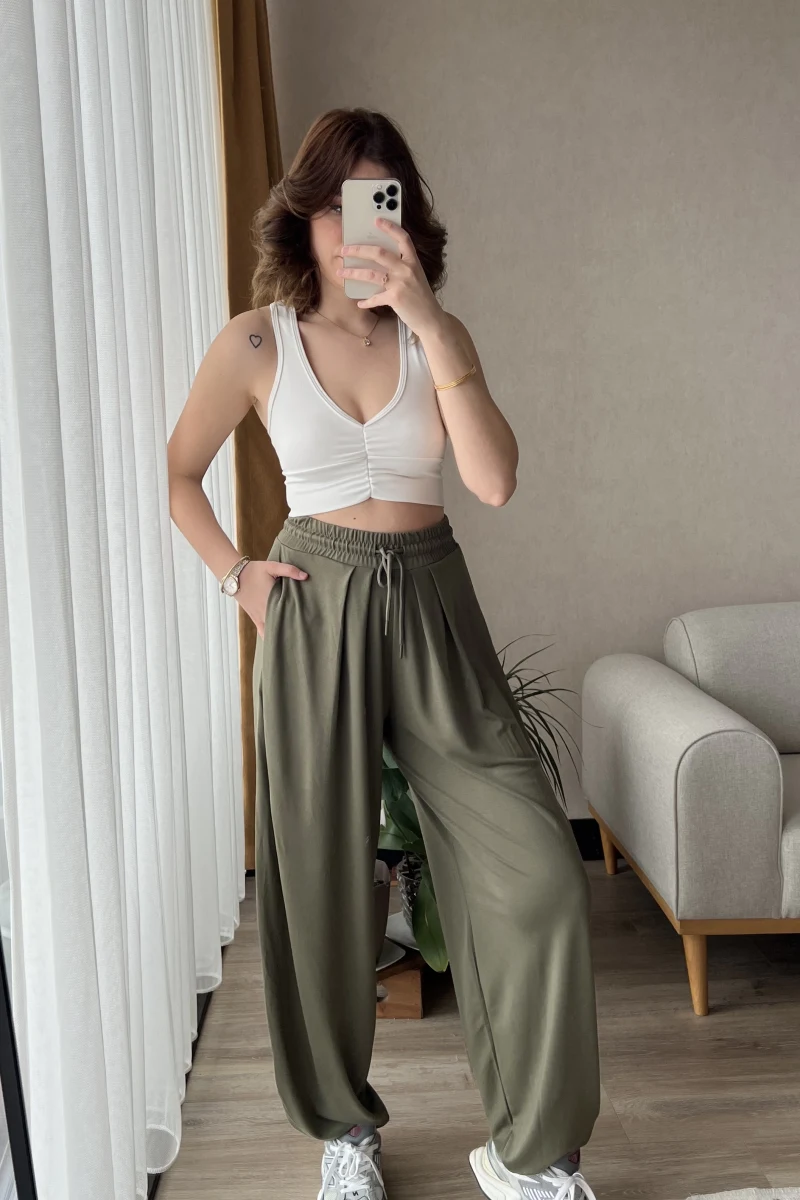 Oys Haki Dökümlü Şalvar Pantolon