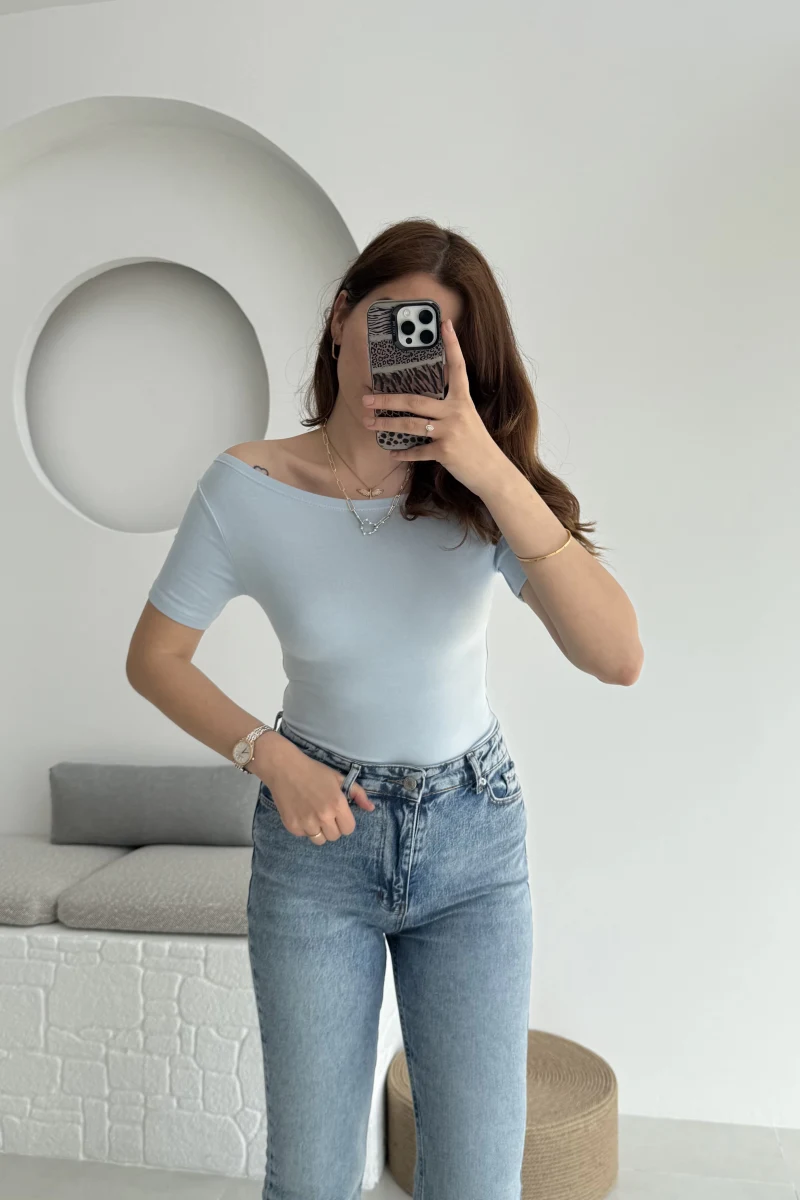 Oys Kayık Yaka T-Shirt Bebe Mavisi