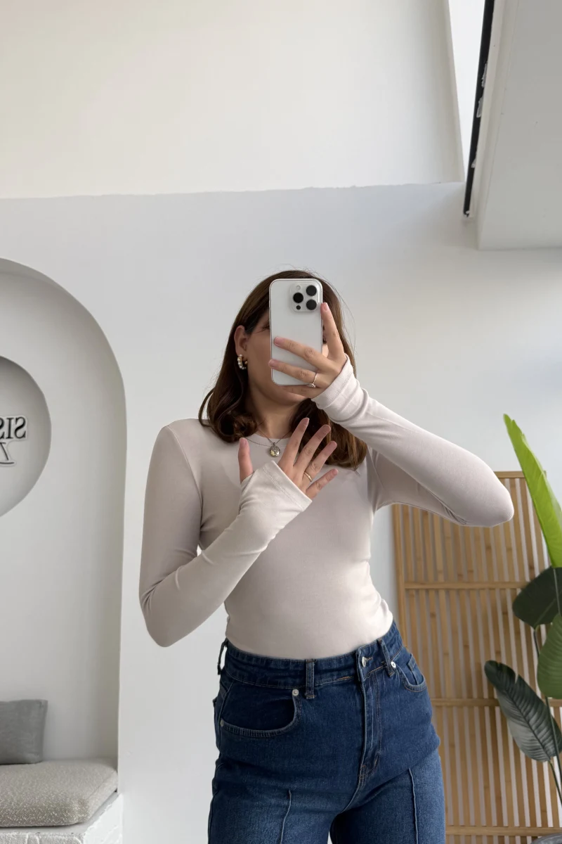 Oys Krem Parmak Geçmeli Body