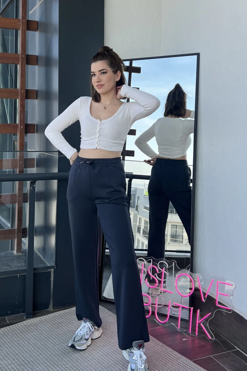 Oys Lacivert Modal Palazzo Eşofman Altı