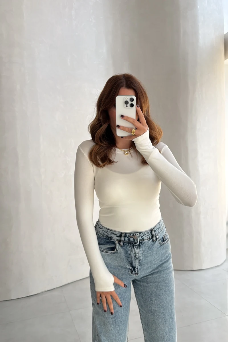 Oys Parmak Geçmeli Body - Ekru
