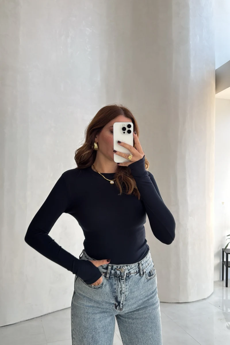 Oys Parmak Geçmeli Body - Lacivert