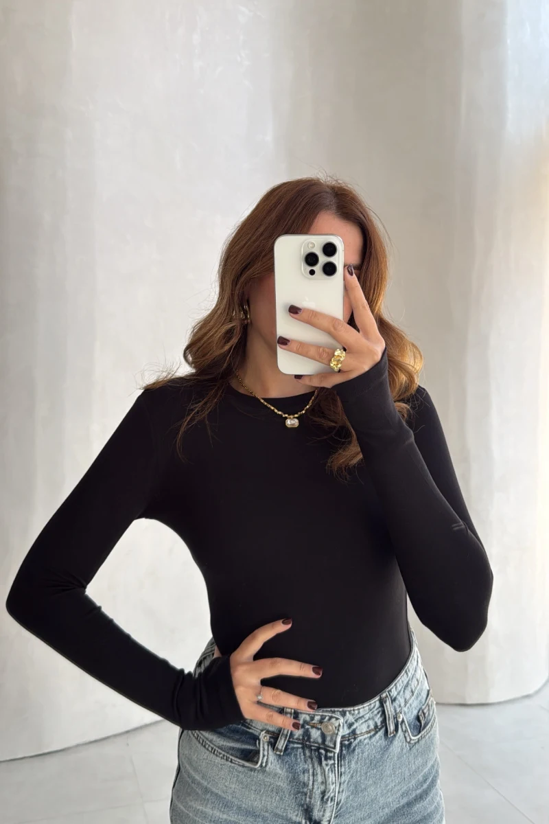 Oys Parmak Geçmeli Body - Siyah