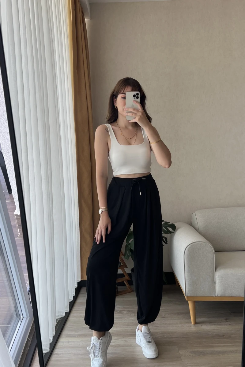 Oys Şalvar Sandy Kumaş Siyah