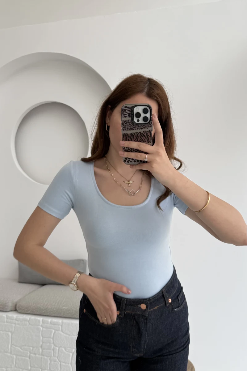 Oys U Yaka T-Shirt Bebe Mavisi