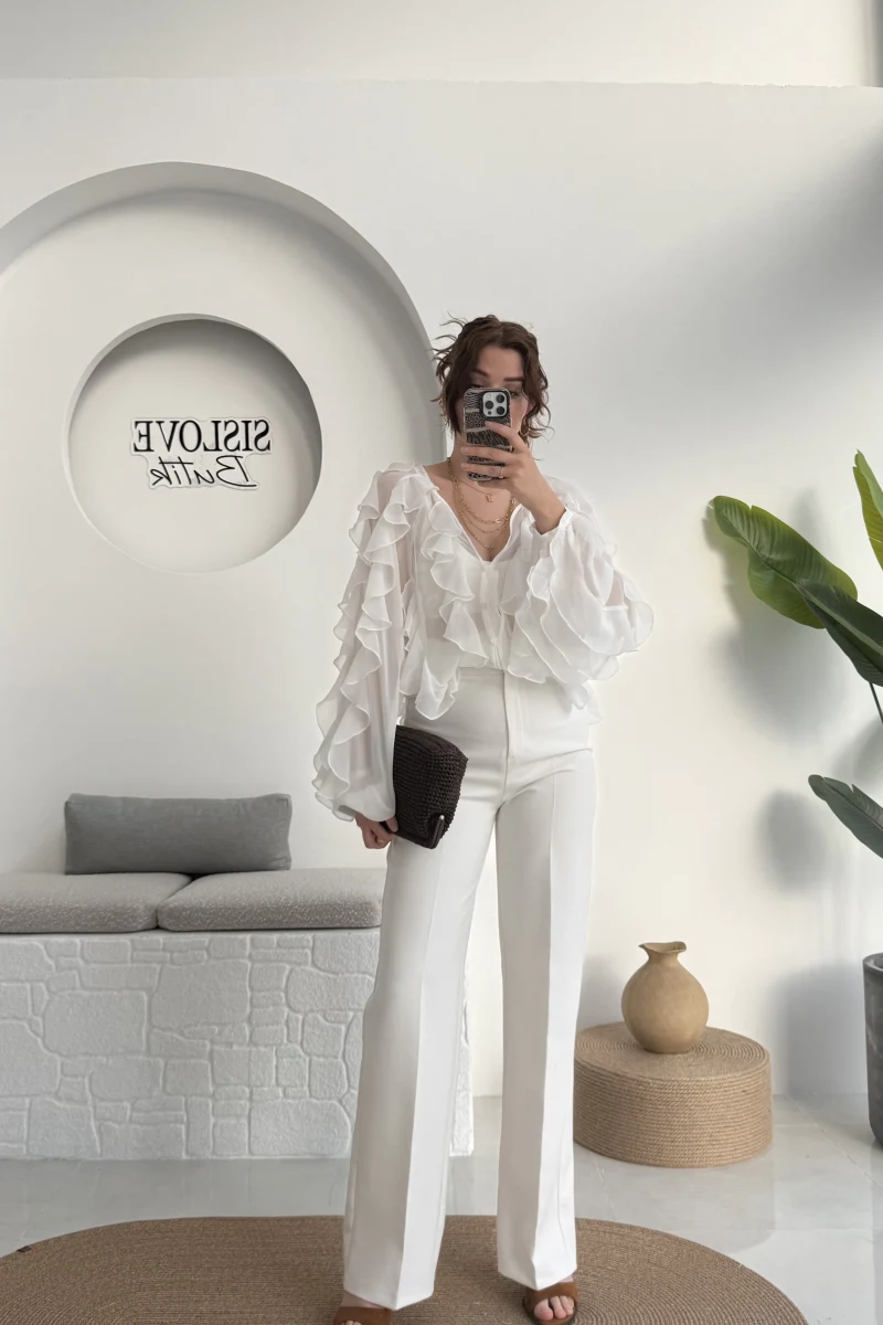 Palazzo Paça Beyaz Pantolon - 50714