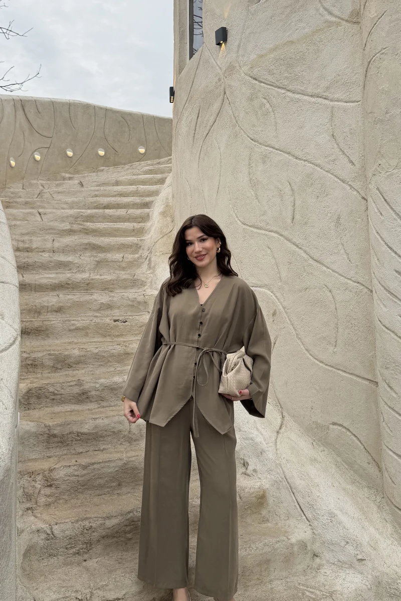 Palermo Bağcıklı Düğmeli Takım - Haki - Kod: 8916