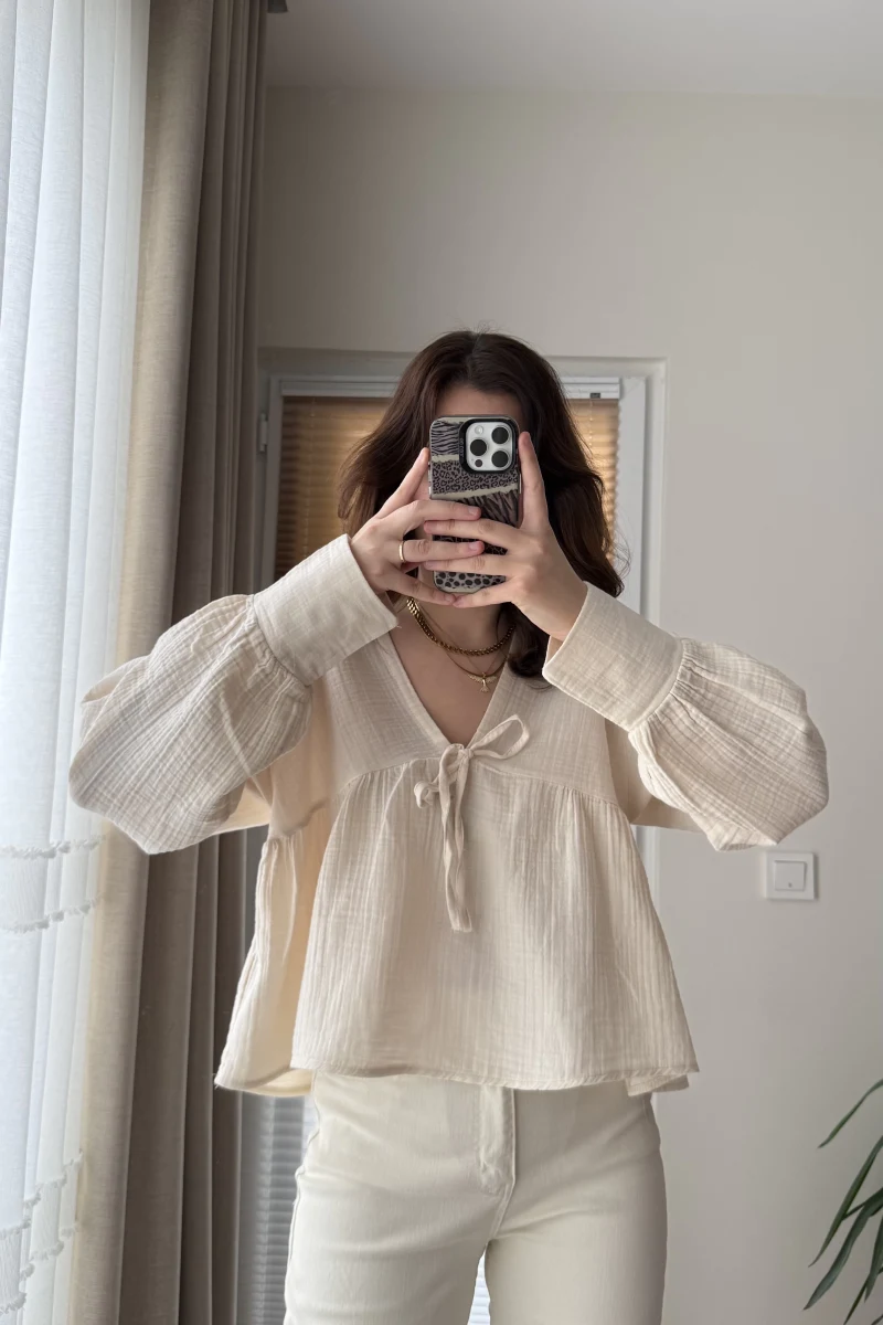 Payme Müslin Kumaş Bluz Taş 1003