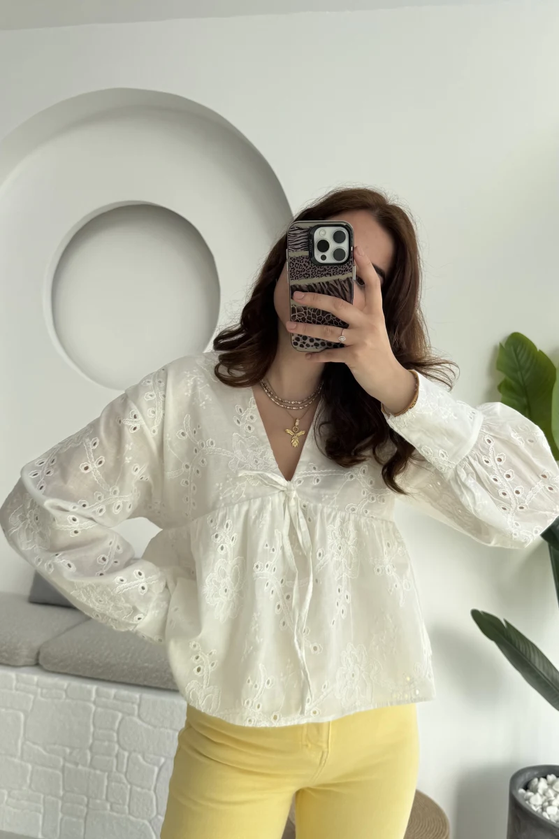 Payme Viskon Beyaz Bluz